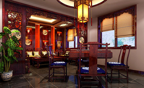 江北古典中式风格茶楼包间设计装修效果图